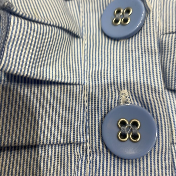 Pretty powder blue blouse with pleated collar. - Picture 3 of 8